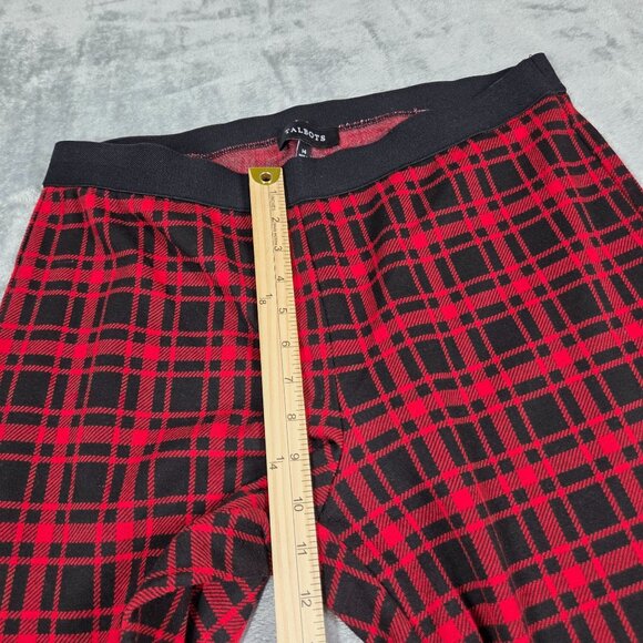 Talbots Pants 14 Red Black Buffalo Plaid Pull On Ankle Stretch Holiday - Picture 7 of 8